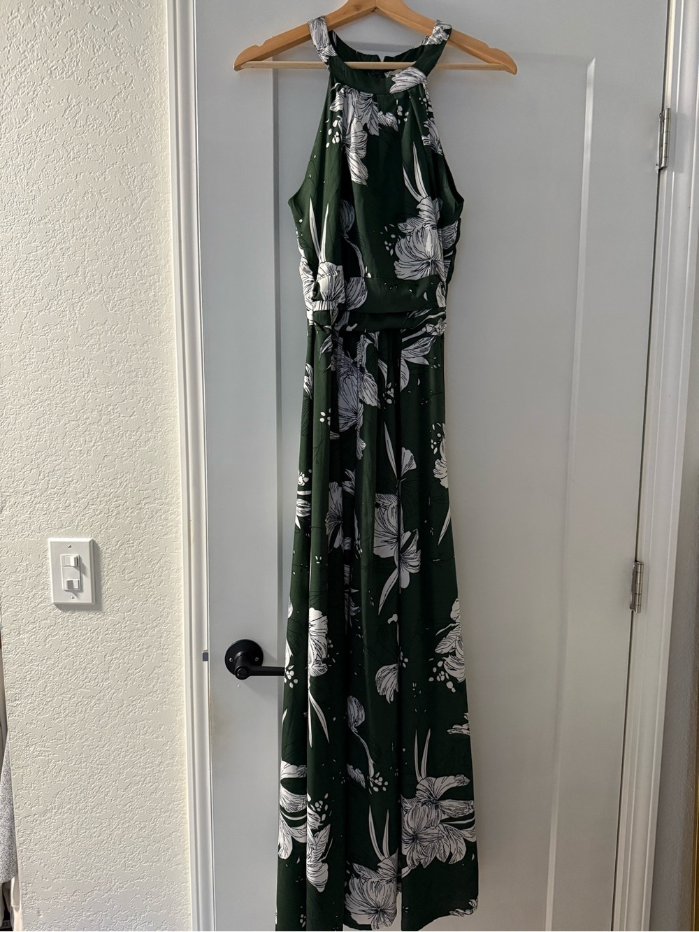 Floral Halter Maxi Dress in Dark Green